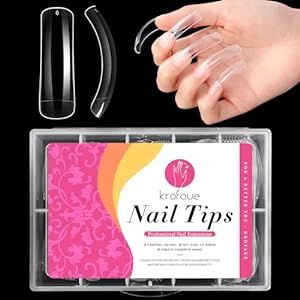 krofaue Square Nail Tips - Curved Nail Tips 100pcs Extra Long Clear Nail Tips for Acrylic Nails Professional Half Cover False Nails C Curve Fake Nail Extension Tips for Holidays Women Gift with Box